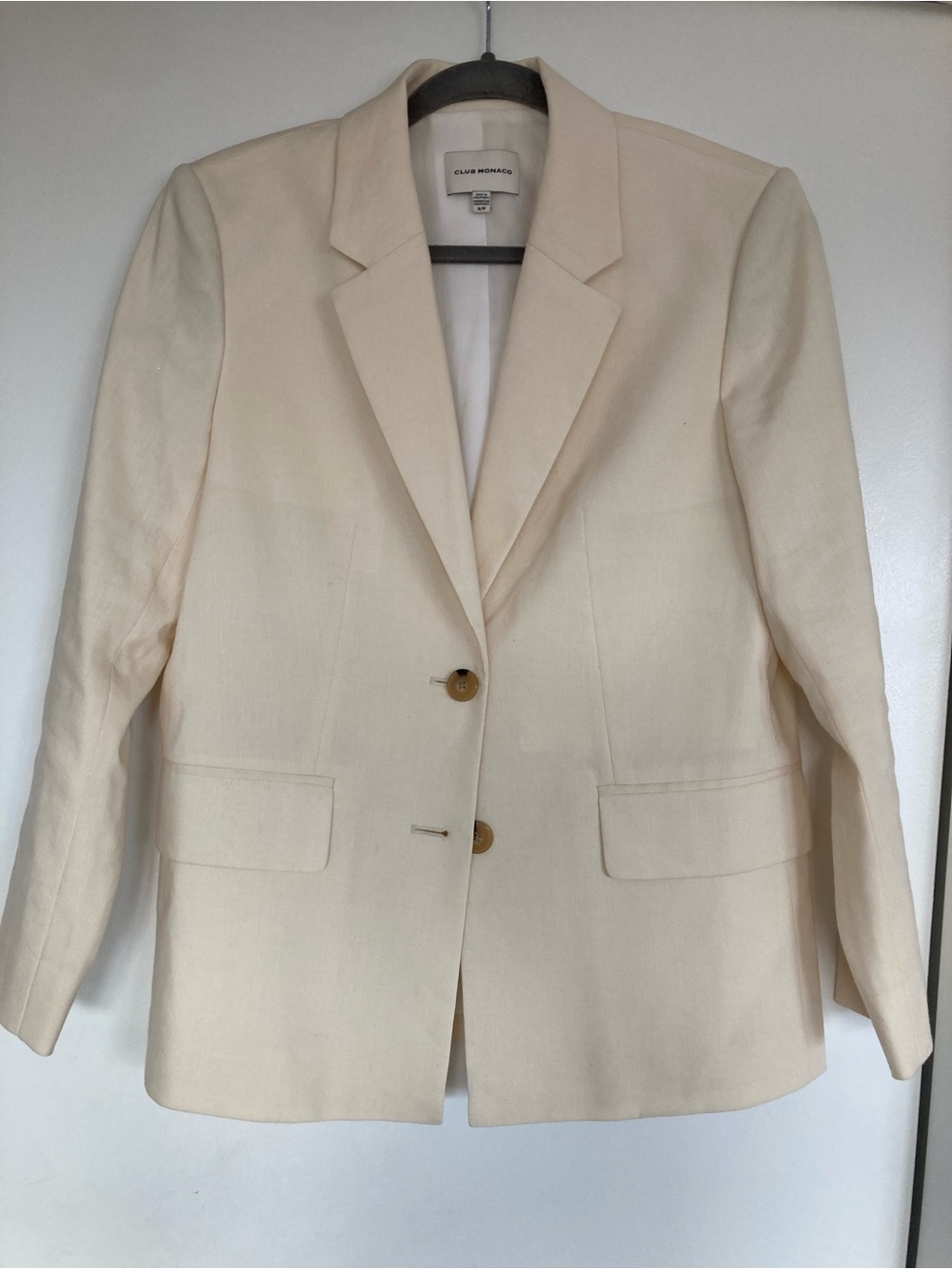 Club Monaco Cream Single-Breasted Blazer